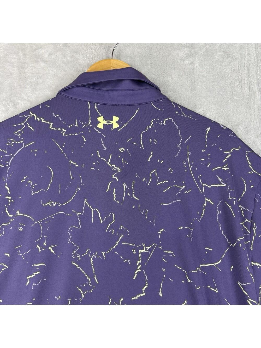 Under Armour Playoff Polo Purple Floral Golf Shirt Men 3XLT Big Tall Golf Preppy - Picture 8 of 8